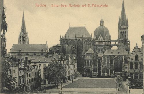 Aachen, Nordrhein-Westfalen: Kaiserdom (Nordseite) und St. Foilanskirche