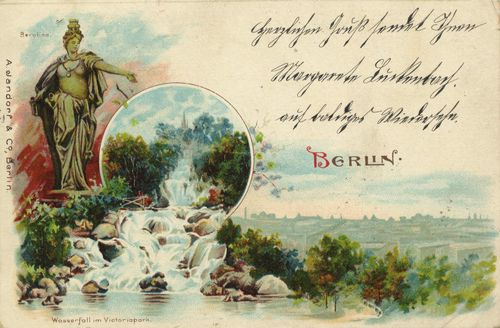 Berlin, Kreuzberg, Berlin: Berolina; Wasserfall im Viktoriapark