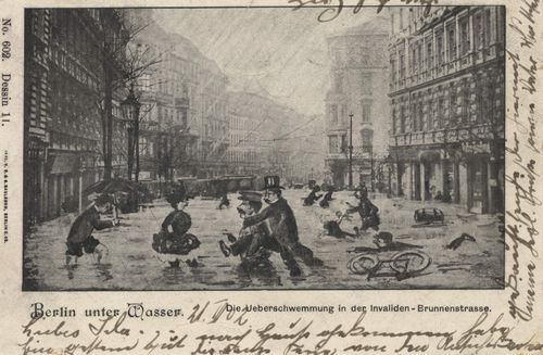 Berlin, Mitte, Berlin: Invalidenstraße Ecke Brunnenstraße, Überschwemmung