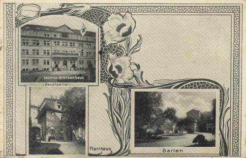 Berlin, Mitte, Berlin: Lazarus-Krankenhaus; Hauptportal; Pfarrhaus
