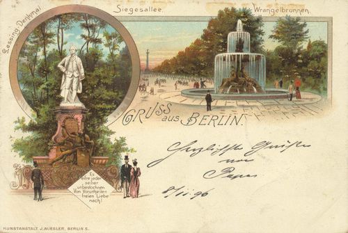 Berlin, Tiergarten, Berlin: Lessingdenkmal; Siegesallee; Wrangelbrunnen