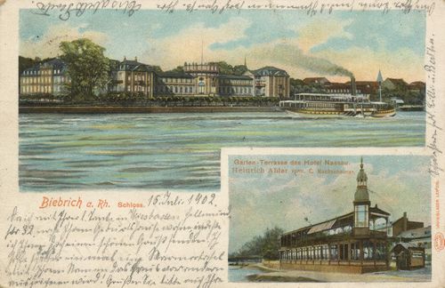 Biebrich (Rhein), Rheinland-Pfalz: Schloss; Gartenterrasse des Hotel Nassau