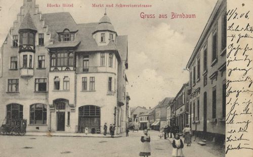 Birnbaum, Posen: Blocks Hotel; Markt und Schwerinerstraße