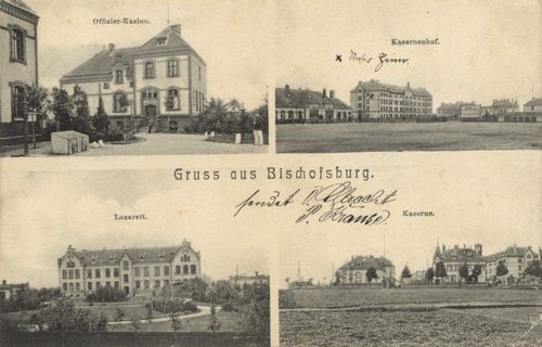 Bischofsburg, Ostpreuen: Offizierskasino; Kasernenhof; Lazarett