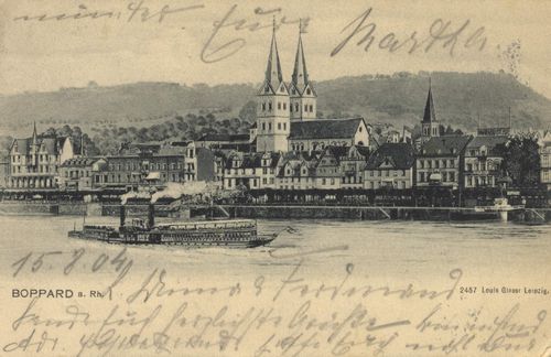 Boppard (Rhein), Rheinland-Pfalz: Stadtansicht; Dampfer
