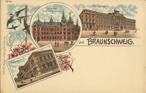 Braunschweig, Niedersachsen: Kaiserl. Oberpostdirektion; Schloss; Polytechnikum