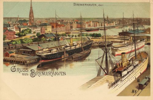 Bremerhaven, Bremen: Stadtansicht mit Hafen