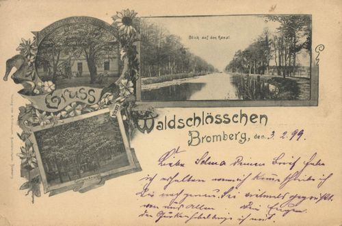 Bromberg, Posen: Restauration Waldschsschen; Kanal; Gartenansicht
