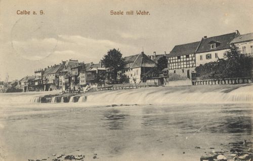 Calbe (Saale), Sachsen-Anhalt: Saale mit Wehr