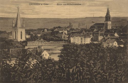 Crossen a. d. Oder, Ostbrandenburg: Stadtansicht von der Wilhelmshöhe