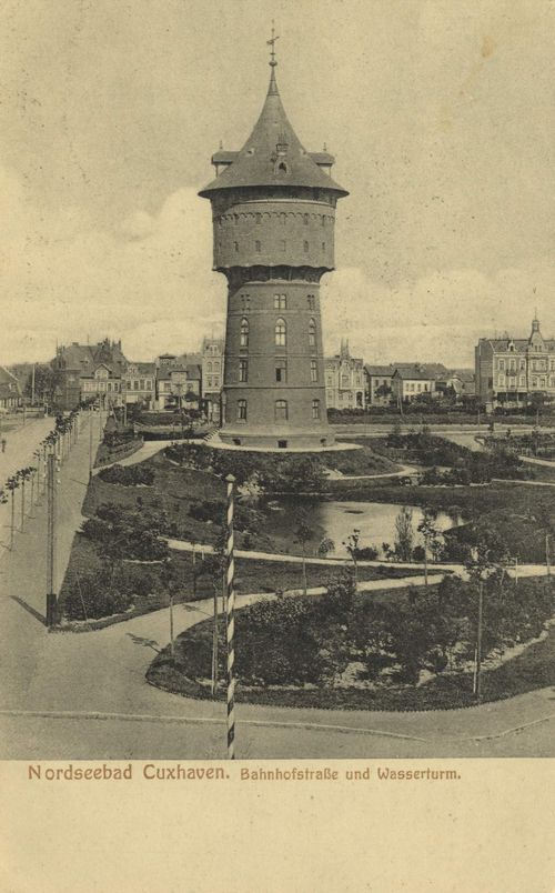 Cuxhaven, Niedersachsen: Bahnhofstraße und Wasserturm