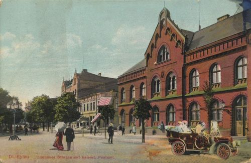 Deutsch Eylau, Westpreußen: Loebauer Straße mit Kaiserl. Postamt