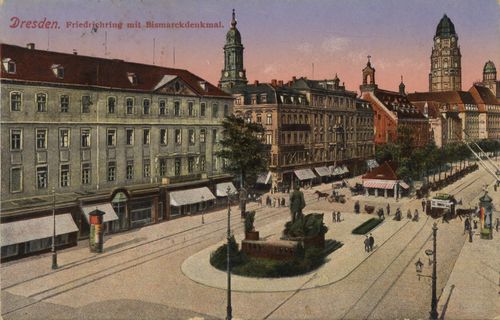 Dresden, Sachsen: Friedrichring mit Bismarckdenkmal