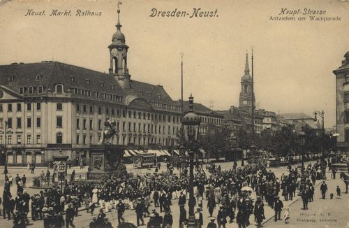 Dresden, Sachsen: Hauptstrae; Neustadt, Markt, Rathaus