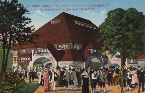 Dresden, Sachsen: Internationale Hygiene-Ausstellung 1911; Erholungspark: Restaurant Oberbayer