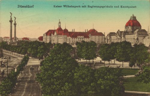Düsseldorf, Nordrhein-Westfalen: Kaiser-Wilhelm-Park mit Regierungsgebäude und Kunstpalast