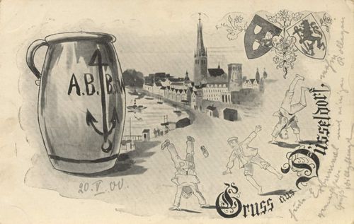 Düsseldorf, Nordrhein-Westfalen: Stadtansicht mit Bierkrug