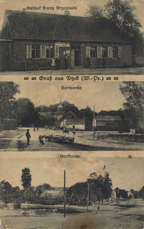 Dyck, Westpreuen: Gasthof Franz Brzezinski; Dorfstrae; Dorf