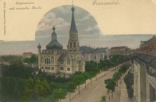 Franzensbad (CZ), Tschechien: Stefanstrae mit russischer Kirche