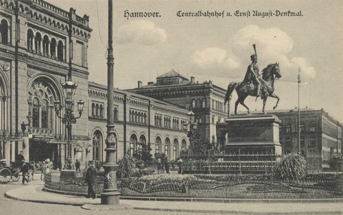 Hannover, Niedersachsen: Zentralbahnhof und Ernst-August-Denkmal