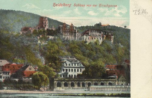 Heidelberg, Baden-Wrttemberg: Schloss von der Hirschgasse [2]