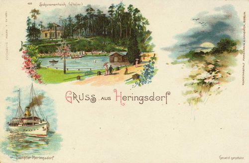 Heringsdorf (Seebad), Mecklenburg-Vorpommern: Schwanenteich; Dampfer Heringsdorf