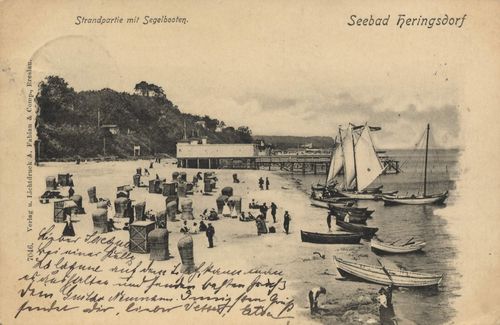 Heringsdorf (Seebad), Mecklenburg-Vorpommern: Strand mit Segelbooten