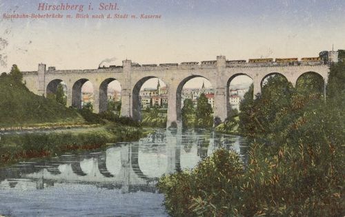 Hirschberg, Schlesien: Eisenbahn-Boberbrcke, Stadtansicht