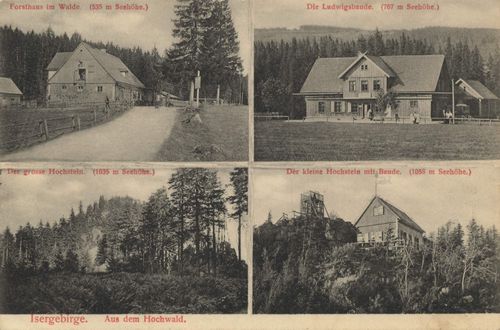 Isergebirge, Schlesien: Forsthaus im Walde; Ludwigsbaude; Groer Hochstein