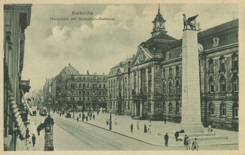 Karlsruhe, Baden-Wrttemberg: Postamt mit Grenadierdenkmal