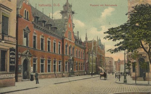 Kattowitz, Schlesien: Postamt mit Reichsbank