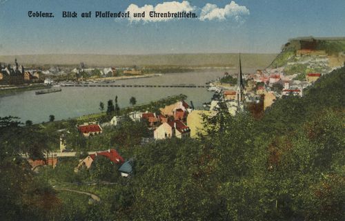 Koblenz (Rhein), Rheinland-Pfalz: Pfaffendorf und Ehrenbreitstein mit Rhein