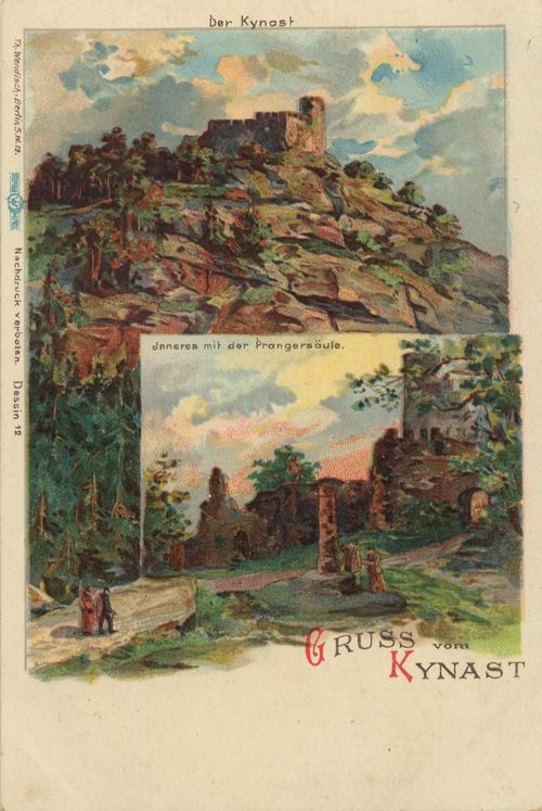 Kynast, Schlesien: Burg; Burghof mit Prangersule