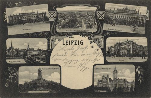 Leipzig, Sachsen: Museum; Blick vom Rathausturm nach Westen; Grassimuseum