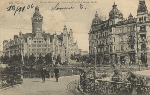 Leipzig, Sachsen: Rathaus und Kosmos-Versicherungsgebude