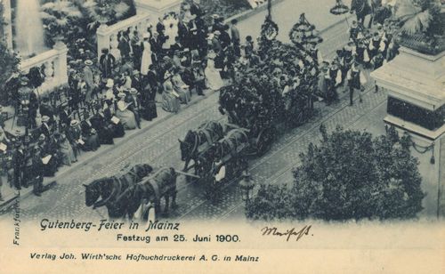 Mainz, Rheinland-Pfalz: Gutenbergfeier 1900, Festumzug