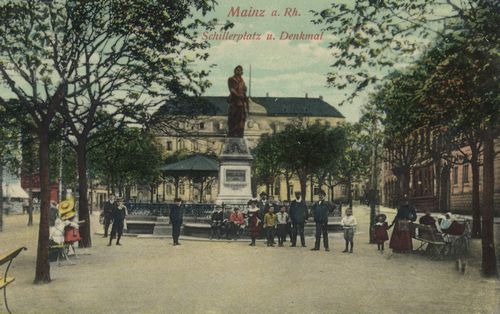 Mainz, Rheinland-Pfalz: Schillerplatz und Schillerdenkmal