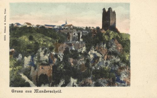 Manderscheid, Rheinland-Pfalz: Stadtansicht mit Burg