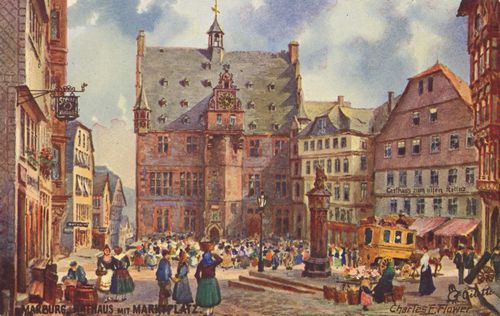 Marburg, Hessen: Rathaus mit Marktplatz