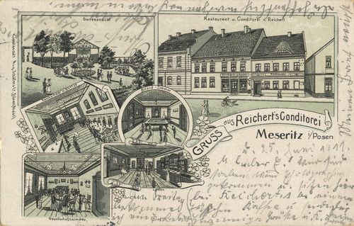 Meseritz, Posen: Reicherts Konditorei (mehrere Ansichten)