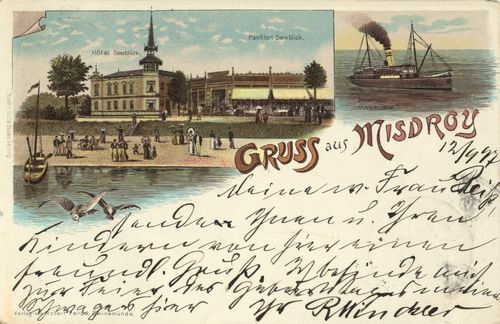 Misdroy, Ostseebad, Pommern: Hotel und Pavillon Seeblick; Dampfer Swinemnde