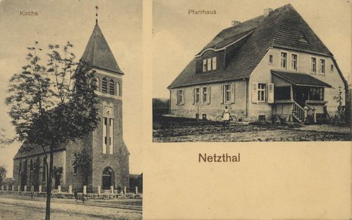 Netzthal, Posen: Ev. Kirche; Ev. Pfarrhaus