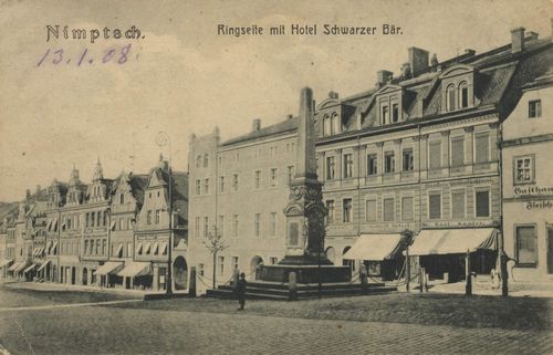 Nimptsch, Schlesien: Ringseite mit Hotel Schwarzer Br