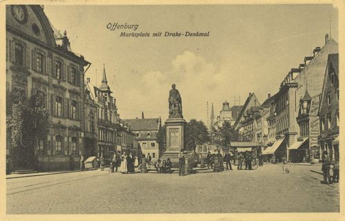Offenburg, Baden-Wrttemberg: Marktplatz mit Drakedenkmal