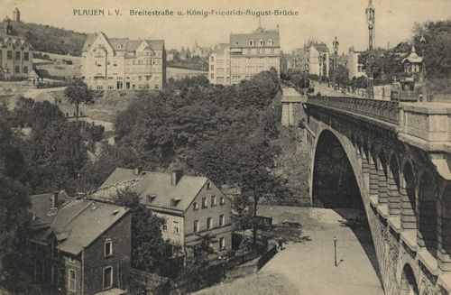 Plauen (Vgtl.), Sachsen: Breitestrae und Knig-Friedrich-August-Brcke