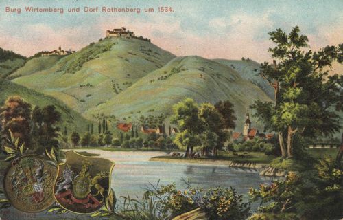 Rothenberg, Hessen: Burg Wirtemberg und Dorf Rothenberg um 1534
