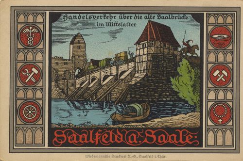 Saalfeld (Saale), Thringen: Alte Saalbrcke im Mittelalter