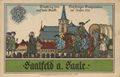 Saalfeld (Saale), Thringen: Empfang von Salzburger Emigranten auf dem Markt im Jahre 1732