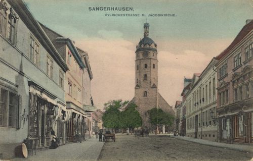 Sangerhausen, Sachsen-Anhalt: Kylischestrae mit Jakobikirche [2]