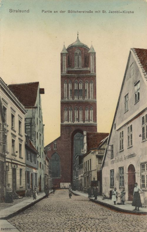 Stralsund, Mecklenburg-Vorpommern: Bttcherstrae mit Jakobikirche